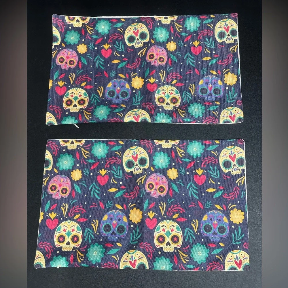 12 x 20 Inch Day of The Dead Halloween Cushion Case Holiday Decor Set of 2 NEW